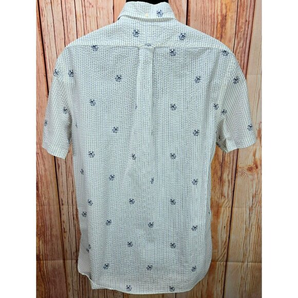 Ralph Lauren Mens Nautical Print Seersucker Button-Down Shirt Large - Picture 2 of 7